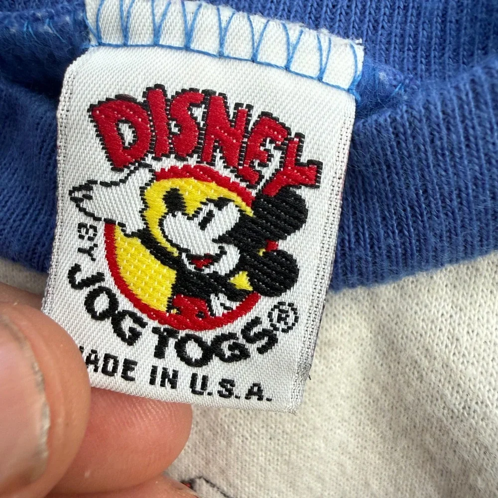 Vintage Disney Jog Togs Mickey Pluto Candy Taster Sweatshirt Blue White USA Made